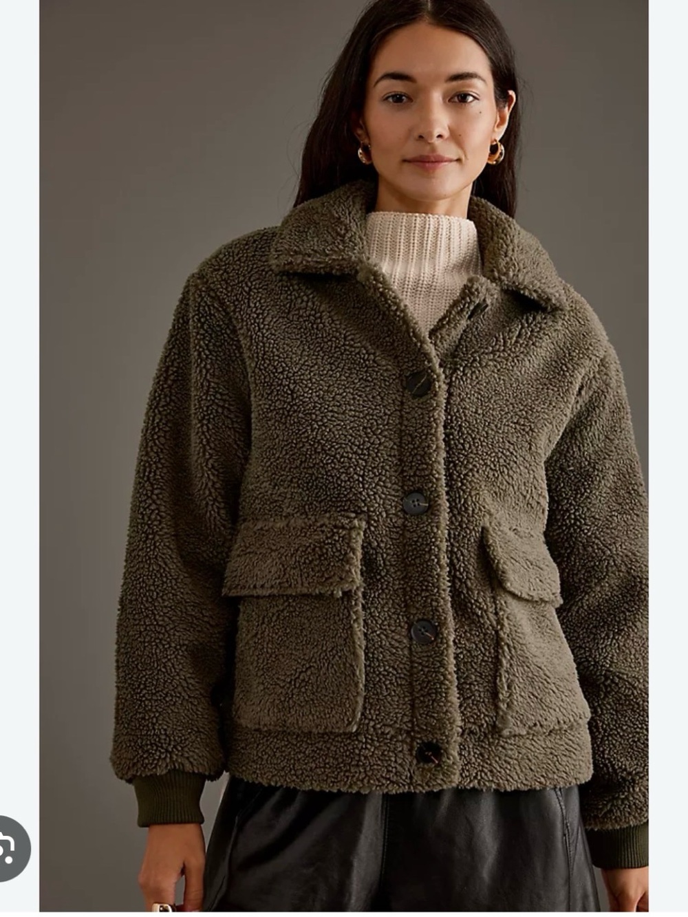 Sanctuary Mely Olive Sherpa Button-Up Coat